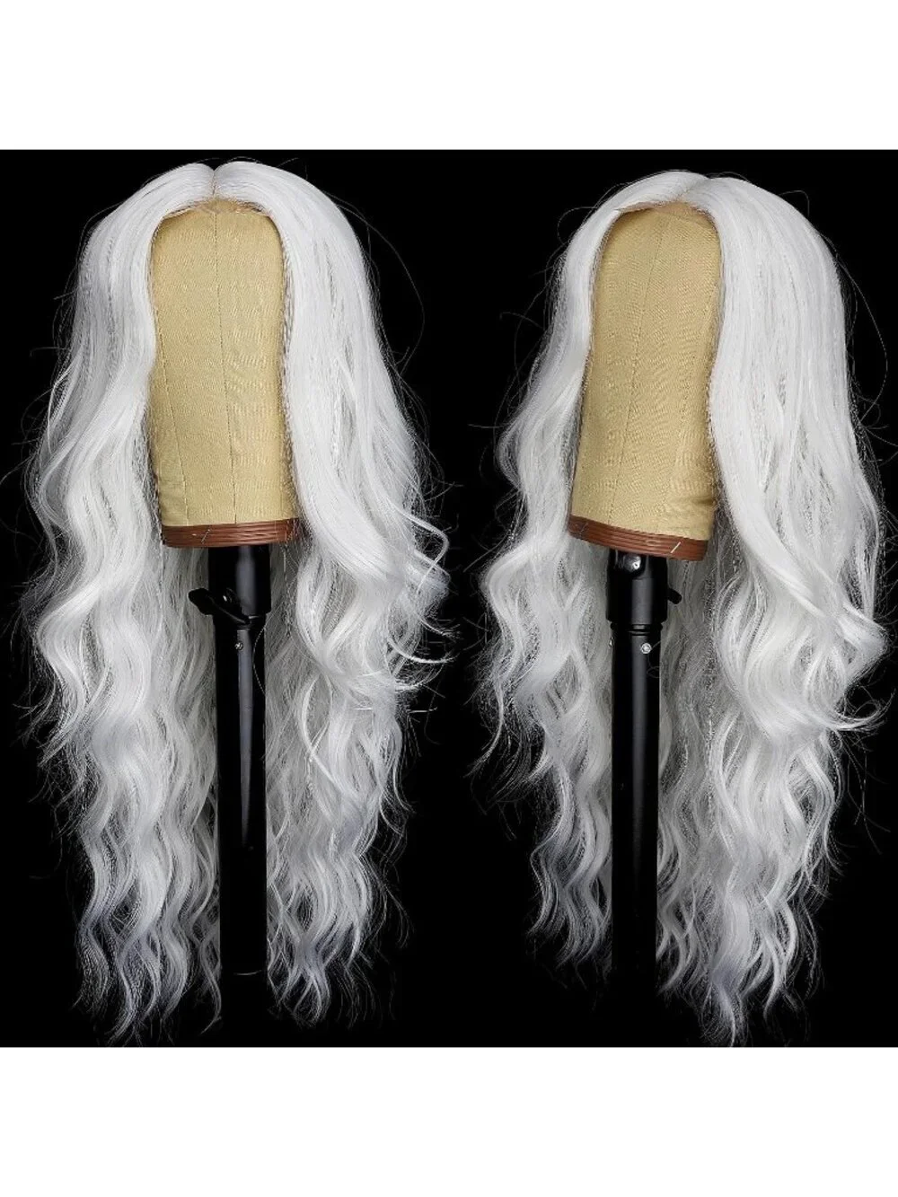 Women's White Lace Hairline 26 Inch Synthetic Heat Resistant Wavy Wigs - Picture 2 of 6